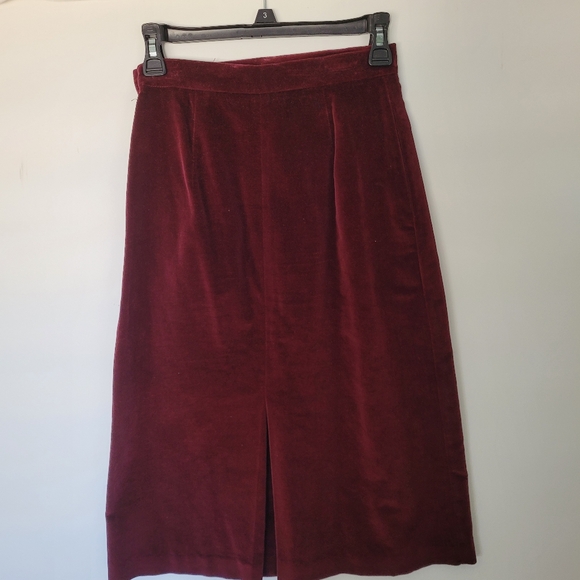 VTG MJ Concepts Velvet Skirt Size 7 Burgandy Dark Academia Whimsigoth Holiday - Picture 6 of 15